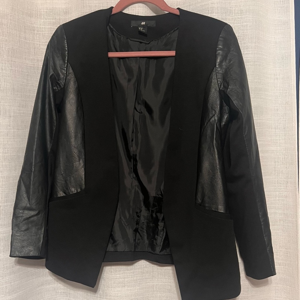 H&M Mixed Media Blazer Jacket Size 8
